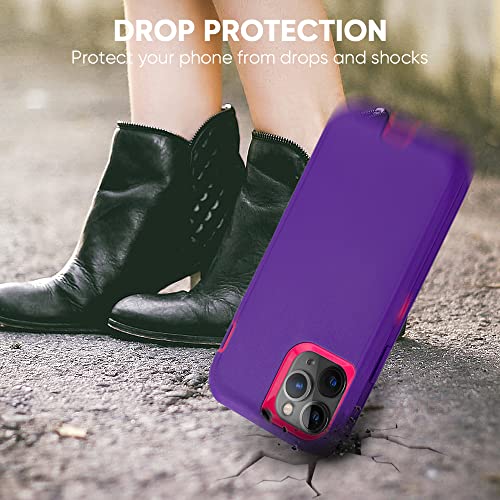 Coque iPhone 12 / 12 Pro silicone et PC rigide violet et rose Maxcury - 5
