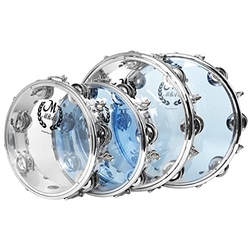 Tambourin résistant de 10 pouces bleu avec double rangée de cymbalettes - 5