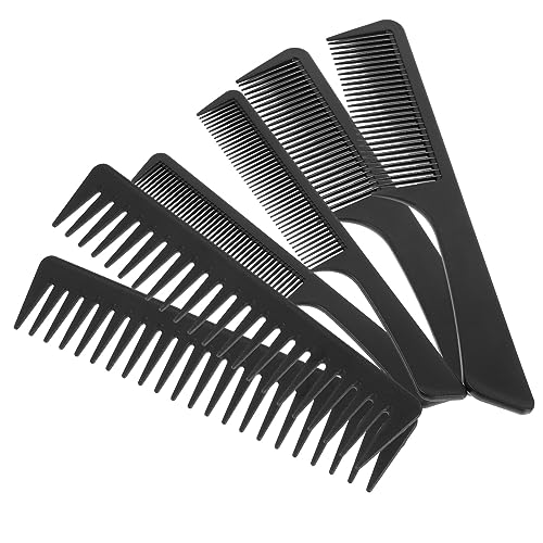 BELLIFFY 6個 帯電防止定規コーム 男性用くし 女性用ヘアコーム サロンヘアカットコーム からかい櫛 男性櫛 髪のもつれをほぐすコーム ヘアスタイリングコーム カーボンファイバー Black