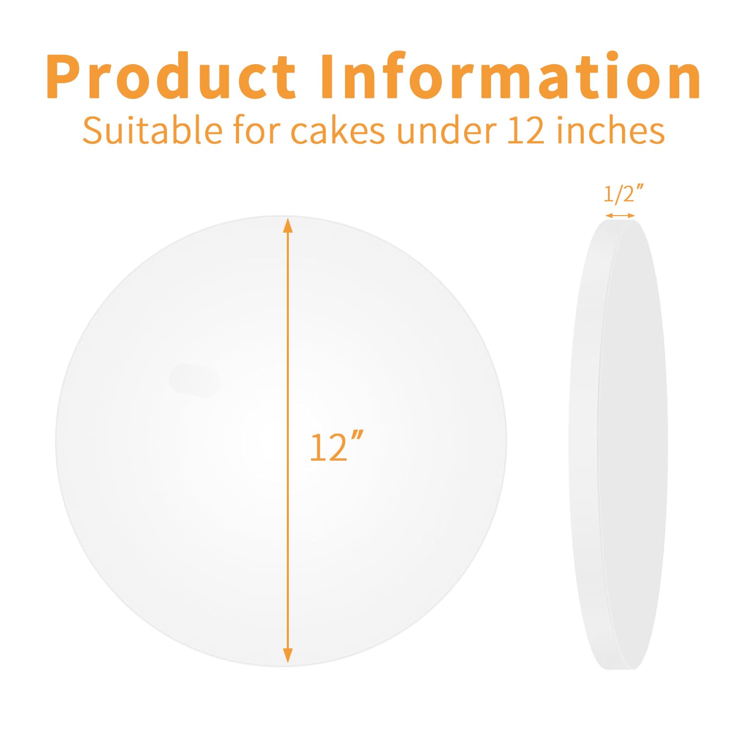 12 Inches White Round Sturdy Cake Board Drums for Displaying Cakes, 1/2 Inch Thick Decorating Supplies White 10-Packs Sturdy Corrugated Cardboard Base, Base para Pastel (12inch/10pcs)