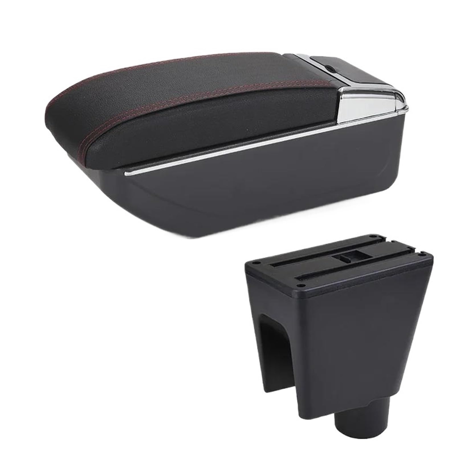 REOKIP Car Armrest Box Center Console Storage Box For Chevrolet For Spark III For Aveo T200 Car Arm Rest Box(Black red NO USB)
