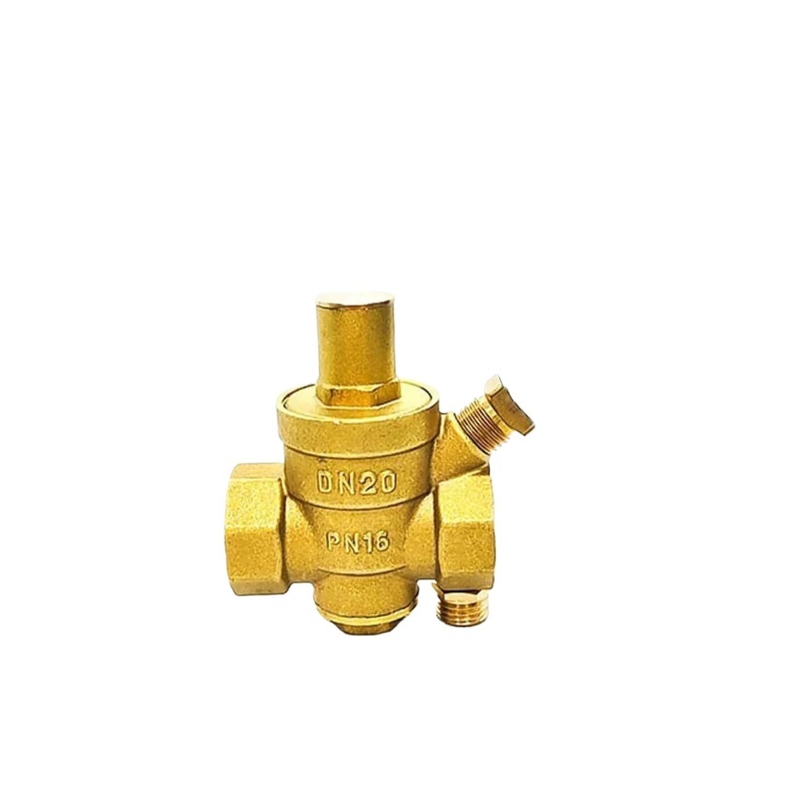 Válvula de Cierre Válvula Reductora de Agua Ajustable de 1/2", 3/4" y 1", válvula reguladora de presión de latón con Rosca Hembra y manómetro(1",Valve Without Gauge)