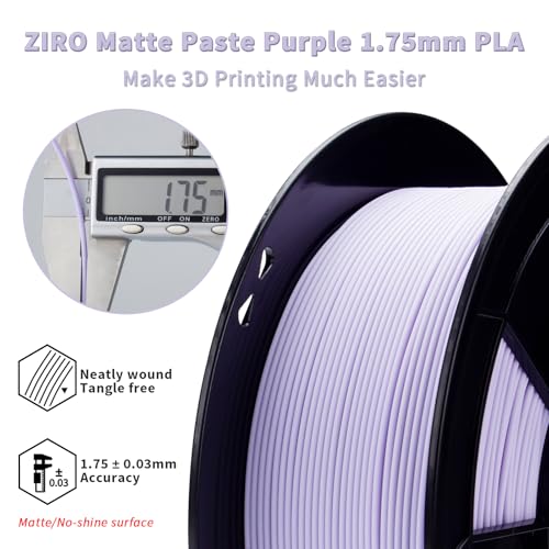 Image of ZIRO Matte Pastel Colors PLA Series, Tougher & Stronger, 1kg Pastel Purple | Fit for Most FDM 3D Printer, 1.75mm 1KG Spool, Dimensional Accuracy + /-0.03mm, Colorful PLA FilamenT