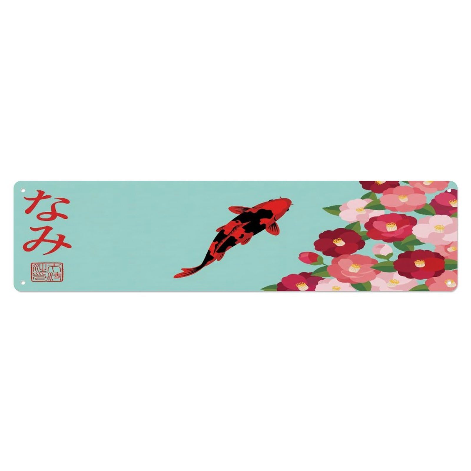 Fqcyn Style Metal Tin Sign Vintage Koi Fish Japanese Sapphire