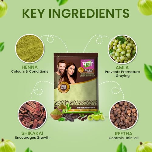 Image of Megha Mehandi Hair Colour for Women & Men, Henna Based Mehndi, Organic Hair Dye Without Chemicals and Ammonia, Brown, 10 g (Pack of 20)