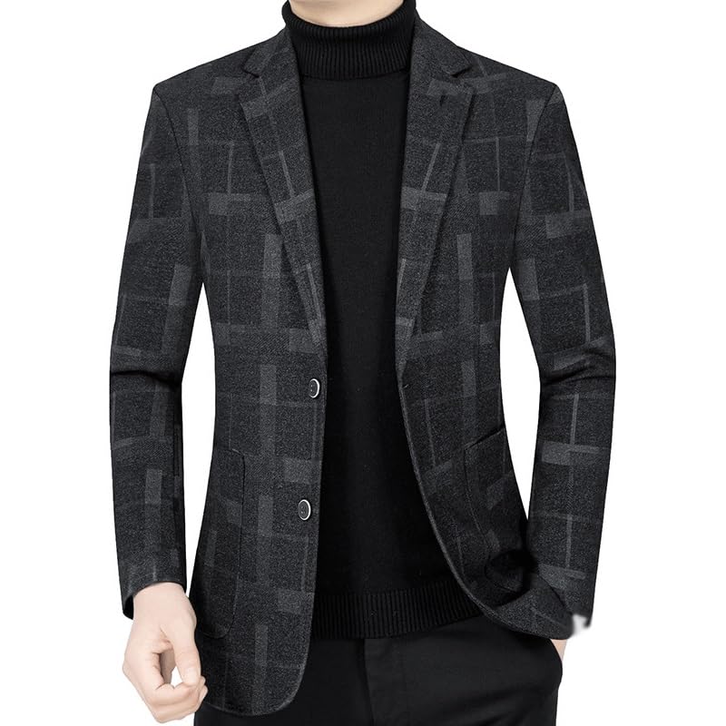 Mens Gray Print Sport Coat Casual Blazers Two Button Lightweight Business Suit Jacket for Wedding Prom Homecoming