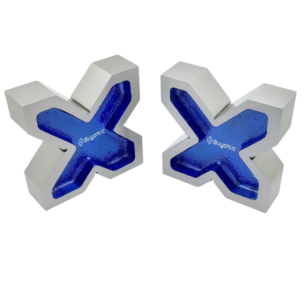 Cast Iron Precision Ground Quad Head 4 Way Vee Blocks Pair (4-5/8L x 4-5/8W x 1-3/8" (118 x 118 x 35 mm))-image-2