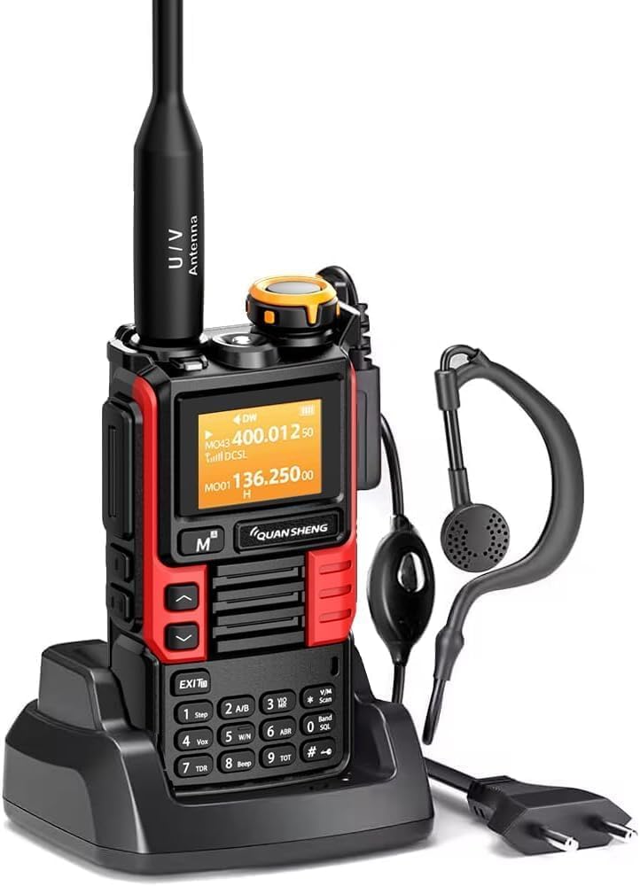 Quansheng UVK5(99) AM/FM/DTMF Walkie-Talkie 200CH 20-1000MHZ Walkie-Talkie NOAA Weather Forecast with Flash Copy Frequency Tpye-C LCD Display for Hiking Camping Travel Two-Way Radio (Red)