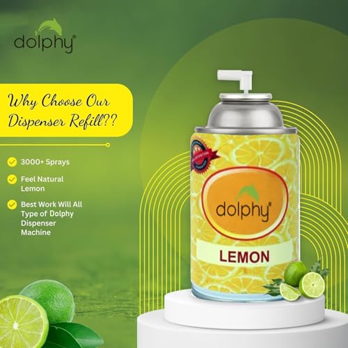 Image of Dolphy Automatic Air Freshener Refill, Room and Bathroom Freshener Spray Refill Perfume Dispenser - (Lemon - 300ml)