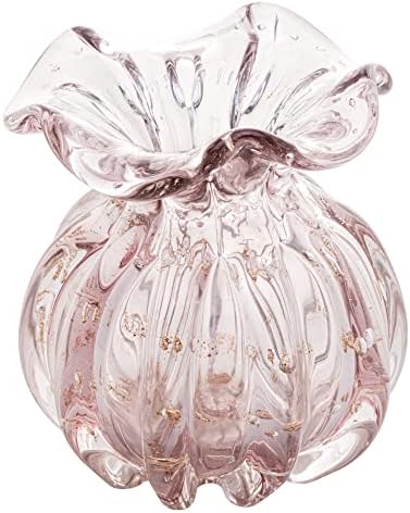 WOLFF - Vaso de Vidro Italy Rosa Claro e Dourado 11,5cm x 13cm-En...