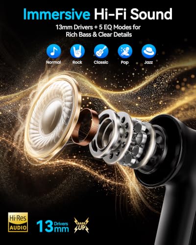 Image of Wireless Earbuds with Smart Touchscreen Case, Bluetooth 6.0 Ear Buds with AI Noise Cancelling Calls, 40H Playtime Stereo Headphones, IPX7 Waterproof Earbuds for Workout, Travel, iPhone, Android, Black