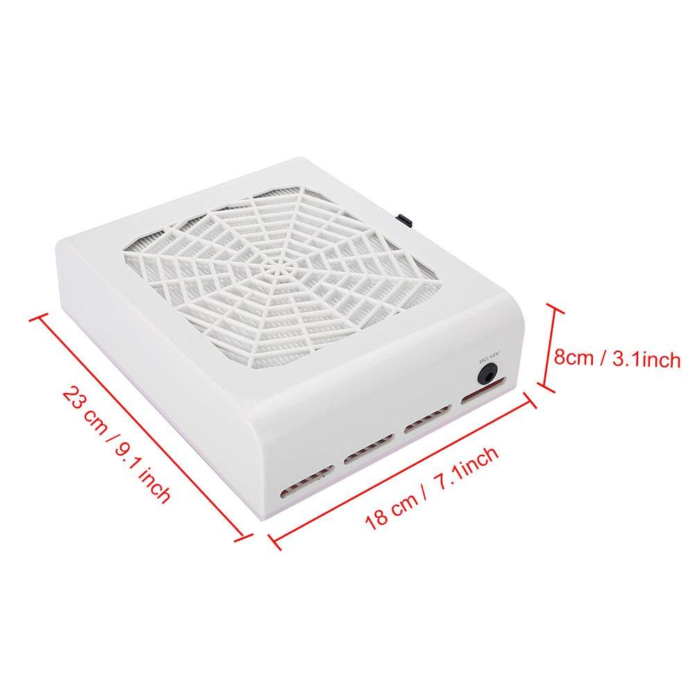 GOTOTOP Aspirapolvere Professionale per Unghie, Tavolo, 220 V, 48 W, Tipo di aspirazione, aspiratore Tavolo, per Nail Studio con Filtro Estraibile, 23 x 18 x 8 cm