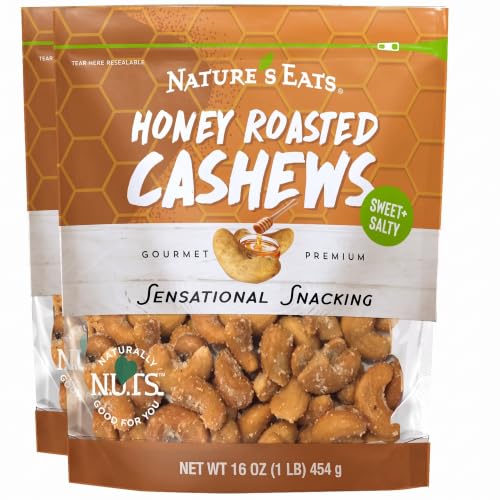 Nature's Eats Honey Roasted Cashews 16oz (Pack of 2)