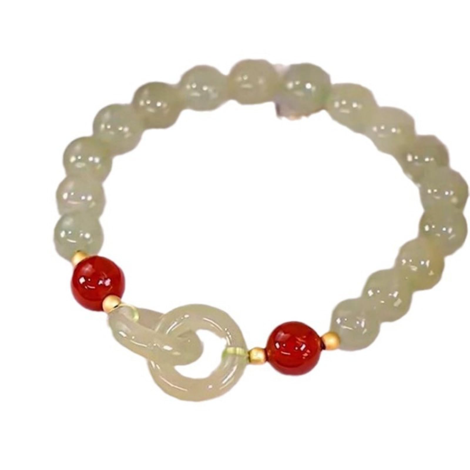 Perles de jade en cœur d'amour, bijoux naturels femmes - 7