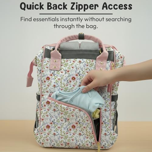 Image of StarAndDaisy Baby Bag for Mother Travel /Diaper Bag with Insulated Baby Bottle Pocket /Diaper Bag for Mothers for Travel with Multi Compartments, Waterproof Diaper Bags for Mom (Pink)