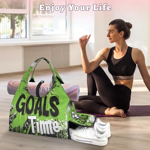 Yoga Tote Bag for Women Soccer Sport Beach Bag with Shoe Storage & Yoga Mat Strap Waterproof Weekender Duffle Bag for Travel Fitness Weekend Trips2