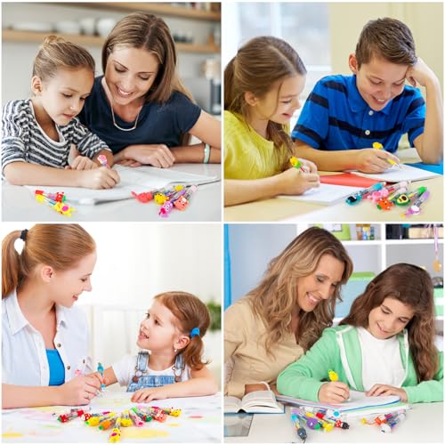 Multicoloured Pens All in One - Fun Cartoon 4-Color Pen Set (60-Pack) - Party Bag Fillers for Kids Class Fifts for 60 Children - Image 8