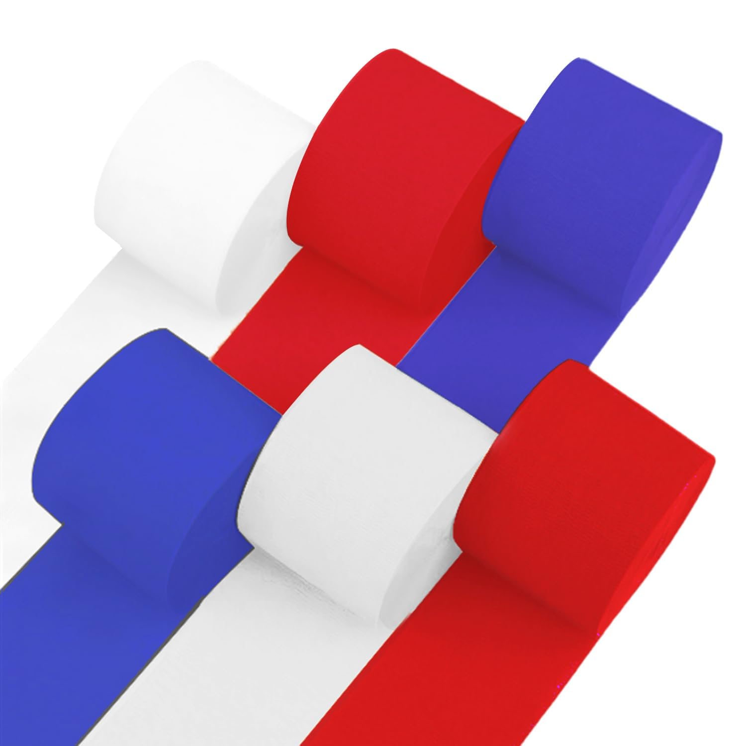 6 Red White Blue Streamers, 492ft Pack of Crepe Paper Party Decorations
