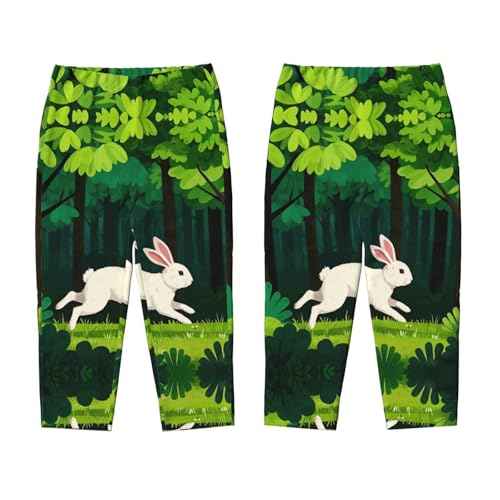 Pajama Pants Pajama Bottoms with Elastic Waistband Sleepwear Lounge Pants, Cute Animal Rabbit Tree3