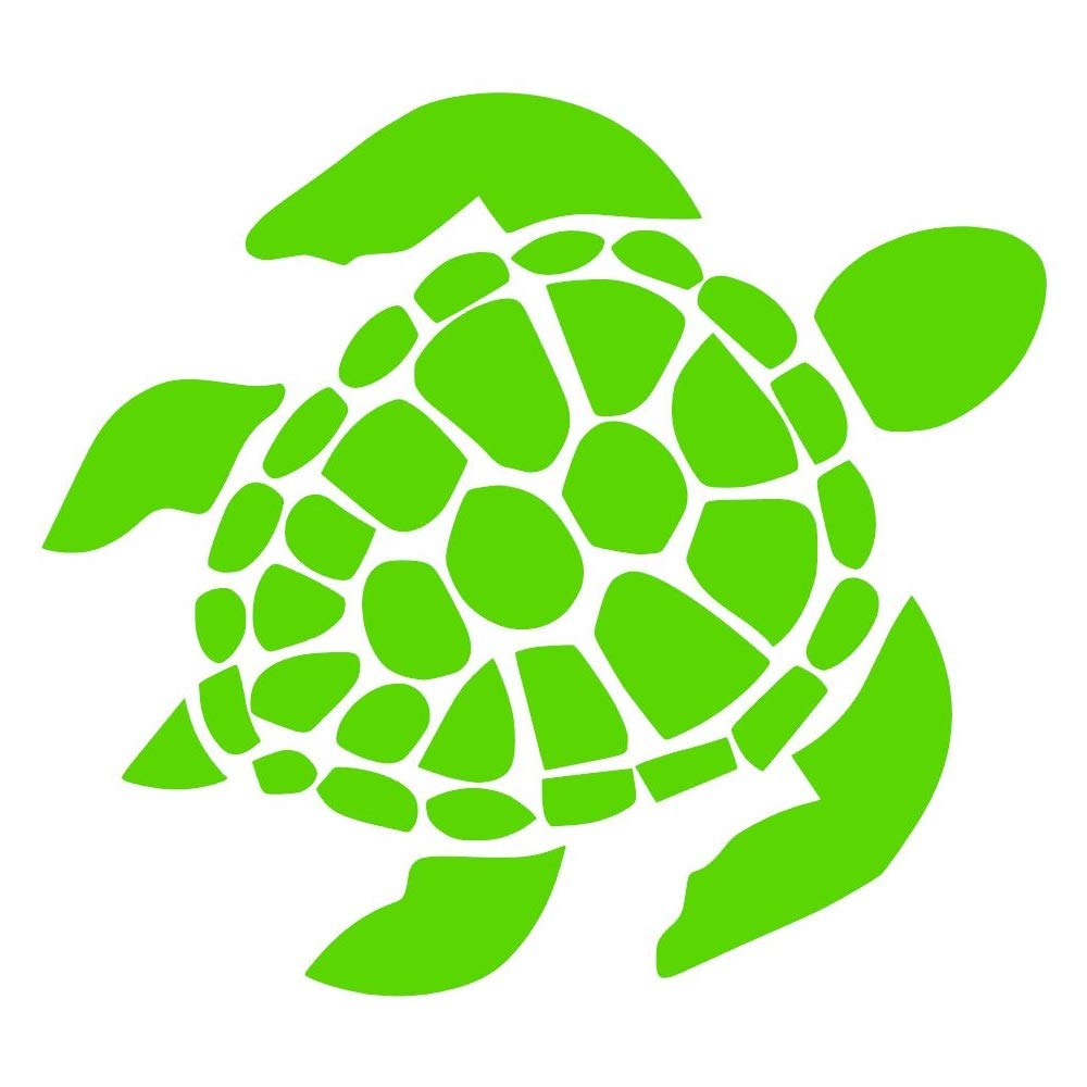 Sea Turtle [Pick Any Color] Vinyl Transfer Sticker Decal for Laptop/Car/Truck/Window/Bumper (7.5in x 6.8in, Lime Green)