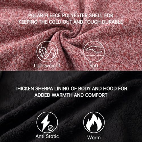 Image of LeeHanTon Sherpa Lined Hoodies for Men Heavyweight Full Zip Up Sweatshirt Thick Fleece Winter Warm Work Jackets Plus Size