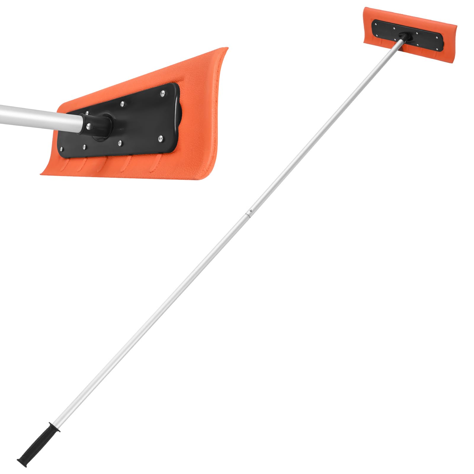VEVOR Snow Roof Rake, 17.7 in Foam Blade, 7.3-18.4 ft Adjustable Roof Snow Scraper, Extension Tubes & Non-Slip Handle, Lightweight Snows Removal Tool for House Leaves Debris Clearing