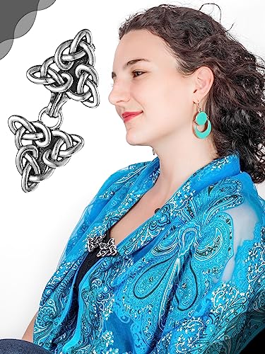 Syhood 5 Pieces Shawl Clips Cloak Clasp Cardigan Sweater Clips Vintage Collar Retro Cloak Brooches and Silver Shawl Pins2