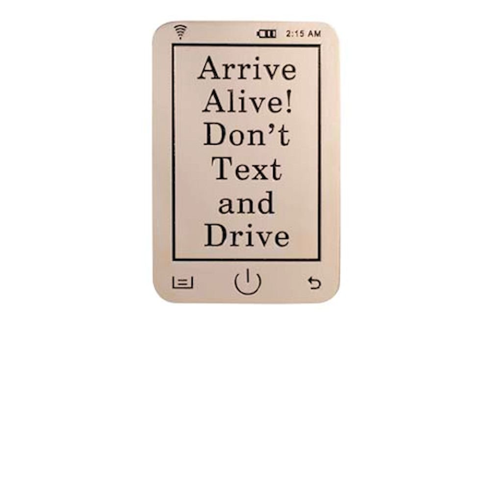 HRC Inc. Auto Visor Clip Arrive Alive! Don't Text and Drive - Chrome