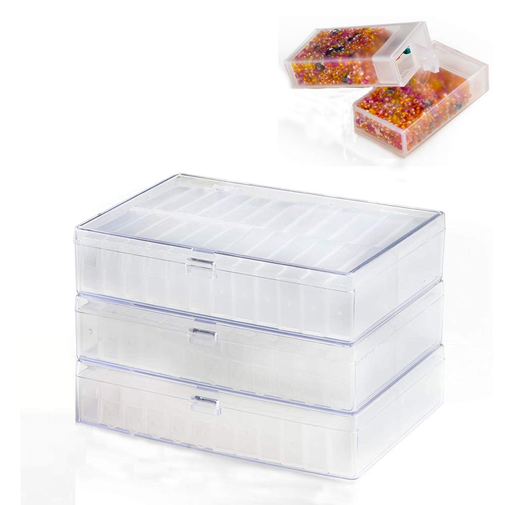 JDONOW Plastic PS Jewelry Beads Rhinestone Sewing Pills Storage Box Included 24 Separable Small Container 3 Pack 201808220001