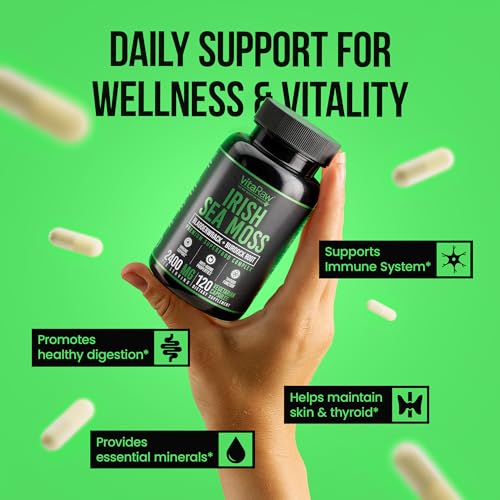 Organic Irish Sea Moss Capsules 2400 mg - Burdock Root and Bladderwrack Powder Real Seamoss Pills for Immune Support, Joint and Gut Health Help - Raw Sea Moss Advanced Herbal Supplement - Image 4