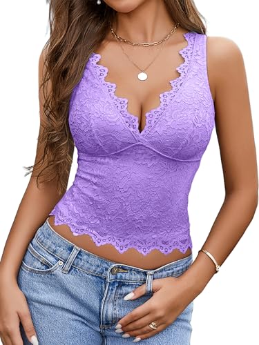Image of Avidlove Lace Tank Tops for Women Summer Going Out Tops Y2k Sexy Lace Top