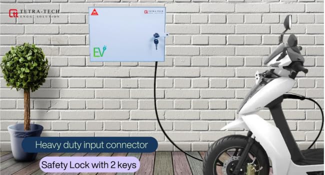 Image of Duel Charge Anchor & POLYCAB Standard Materials for EV Charger Safety Box, Suitable for All Brand Electric Scooters & Cars to Safe Charging at Parking lot. with safty Lock,Gasket (16 AMP + 16 AMP)
