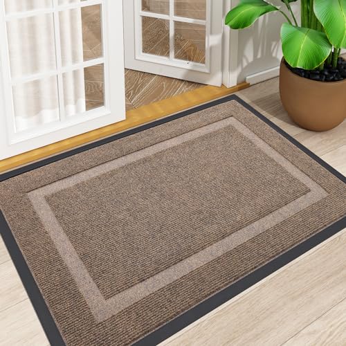 Homaxy Door Mat, Rubber Backed Non Slip Door Matts Indoor, Dirt Trapper Absorbent Mats, Washable Front Doormat Outdoor