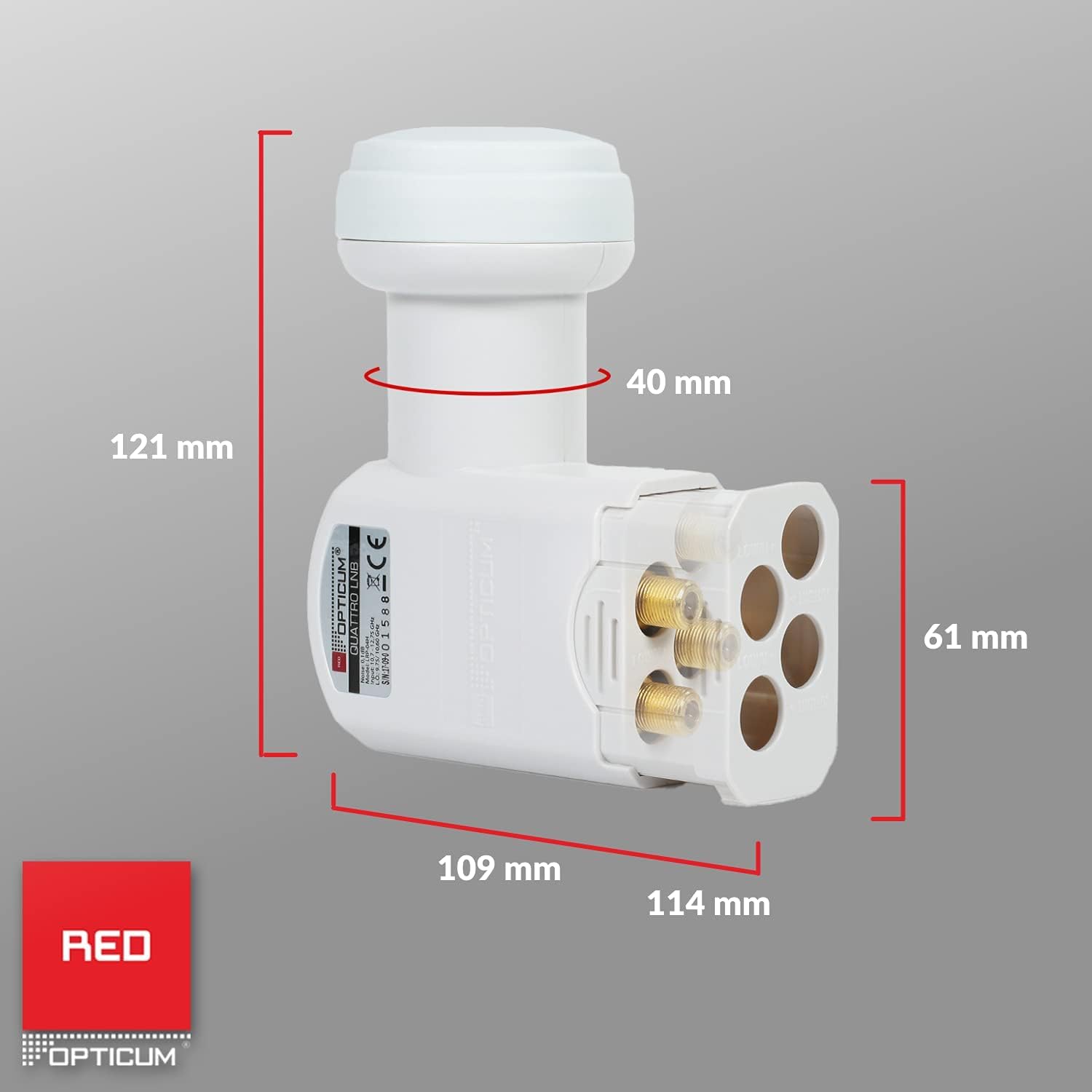 Opticum Quattro LNB - LRP-04H Kontakte (vergoldet, Full HD, 3D, geeignet für Multischalter)