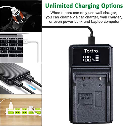 Tectra 2 Pack En-El5 Rechargeable Batteries And Led Usb Charger For Nikon Coolpix P3, P4, P90, P80, P100, P500, P510, P520, P530, P5000, P6000, S10, 3700, 4200, 5200, 5900, 7900 Digital Cameras #TOP4