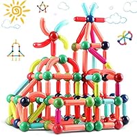 BAKAM Magnetic Building Blocks for Kids Ages 4-8, STEM Construction Toys for Boys and Girls, Large Size Magnetic Sticks and Balls Game Set for Kid