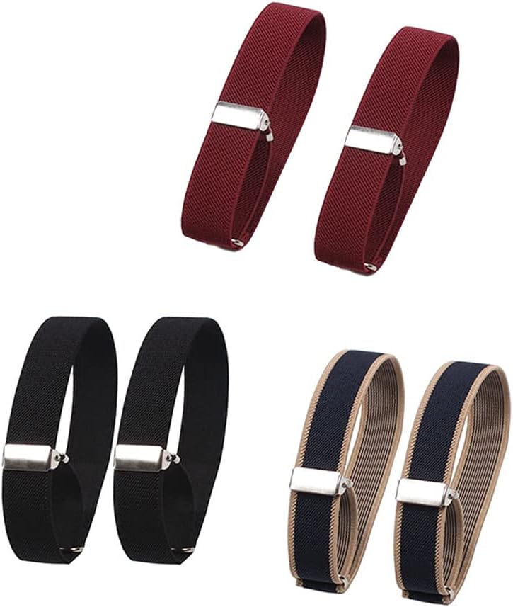 3 Pair Elastic Adjustable Armband Shirt Sleeve Holder,Women Men Anti-Slip Shirt Sleeve Garters Arm Cuffs Bands for Party Wedding Clothing Accessories, Black, M