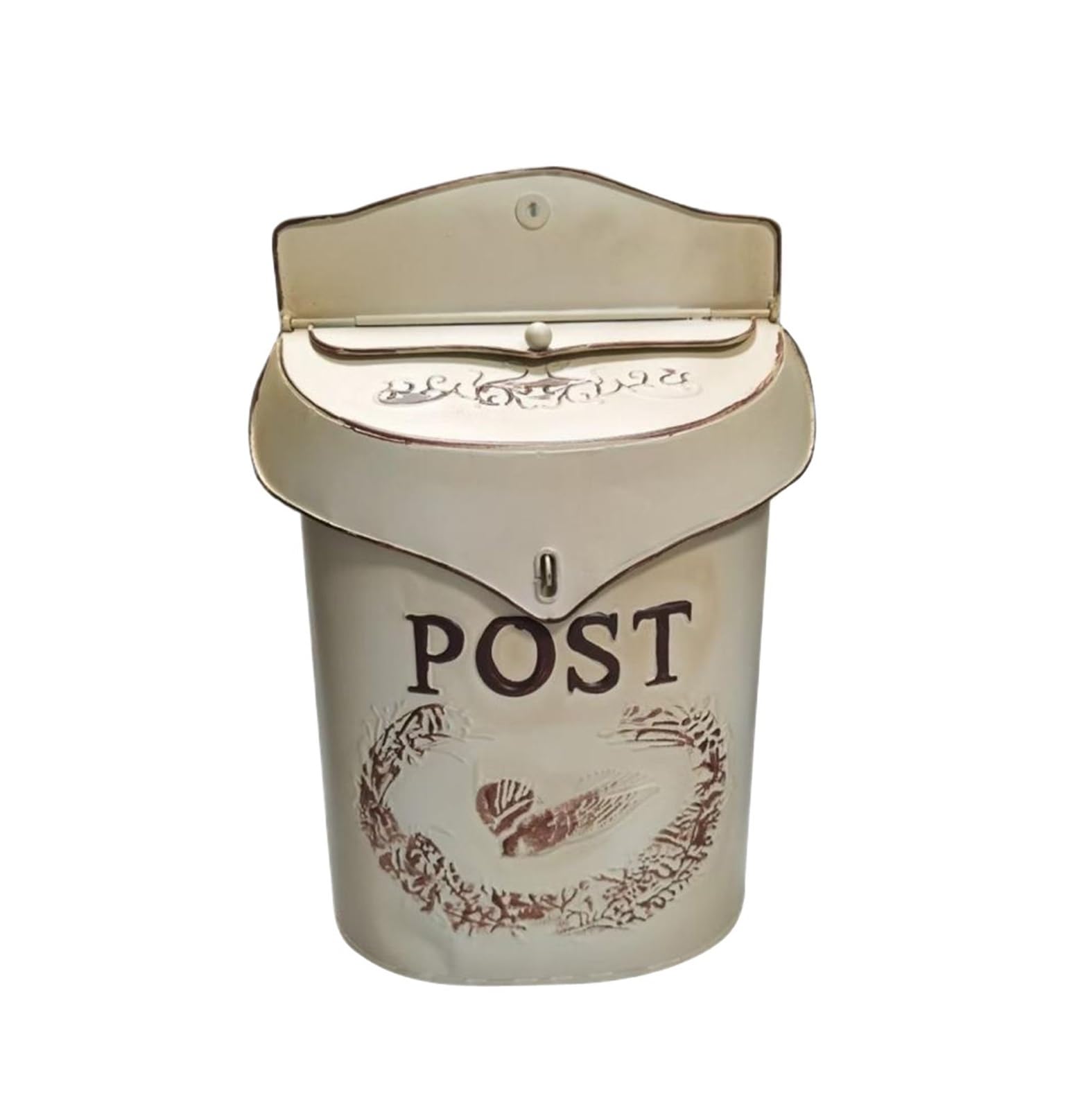Wall Mounted Letterbox Wall Mount Mailbox Farmhouse Post Creative Newspaper Letter Box Waterproof Garden Decor Vintage Rural Pastoral Style(White)