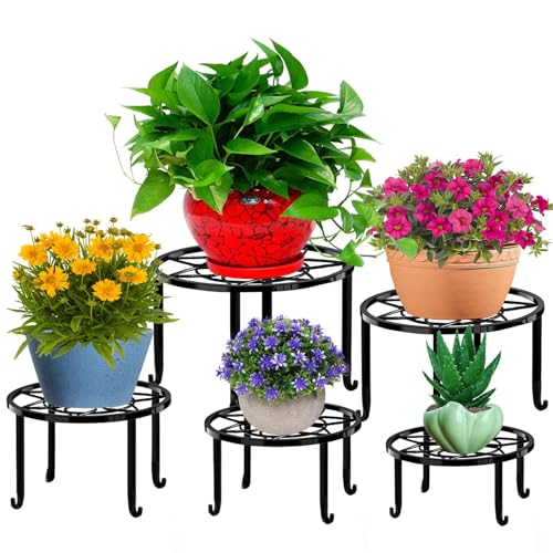Autopromake 5 Pack Metal Plant Stands,Heavy Duty Potted Holder for Flower Pot,Indoor Outdoor Metal...