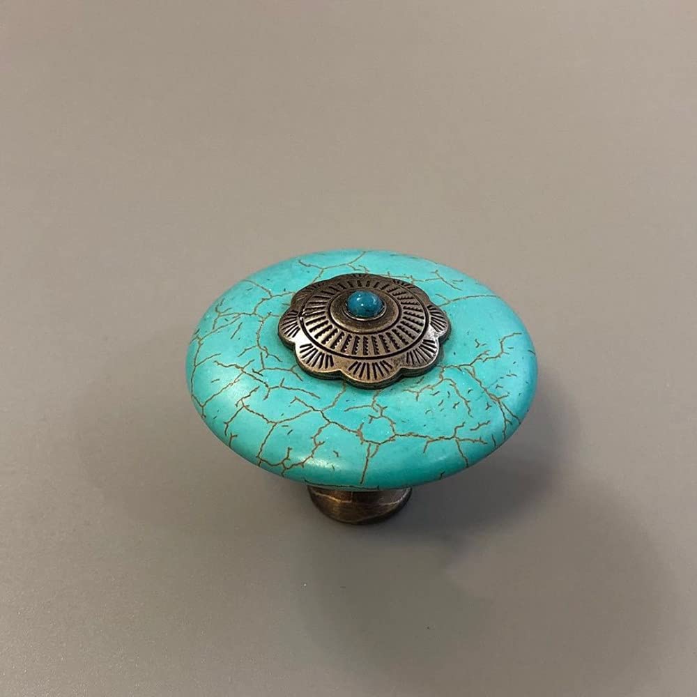 Poignée de meuble imitation jade et turquoise blanc luxe ST17156 50mm