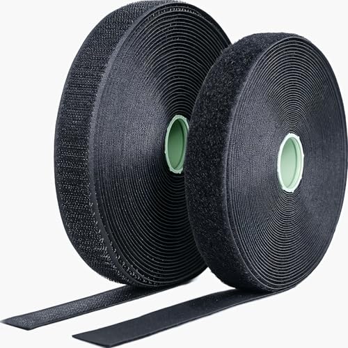 Image of 1 Inch x 33 Ft Sew On Hook and Loop Tape, Industrial Strength Nylon Fabric Fastener Strips for Clothing, Crafts, DIY, Bags, Easy Sew in, Strong, Black