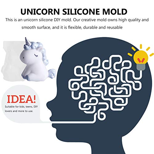 HEMOTON Molde de silicone de unicórnio 3D molde de resina de animal para projetos de artesanato, vel