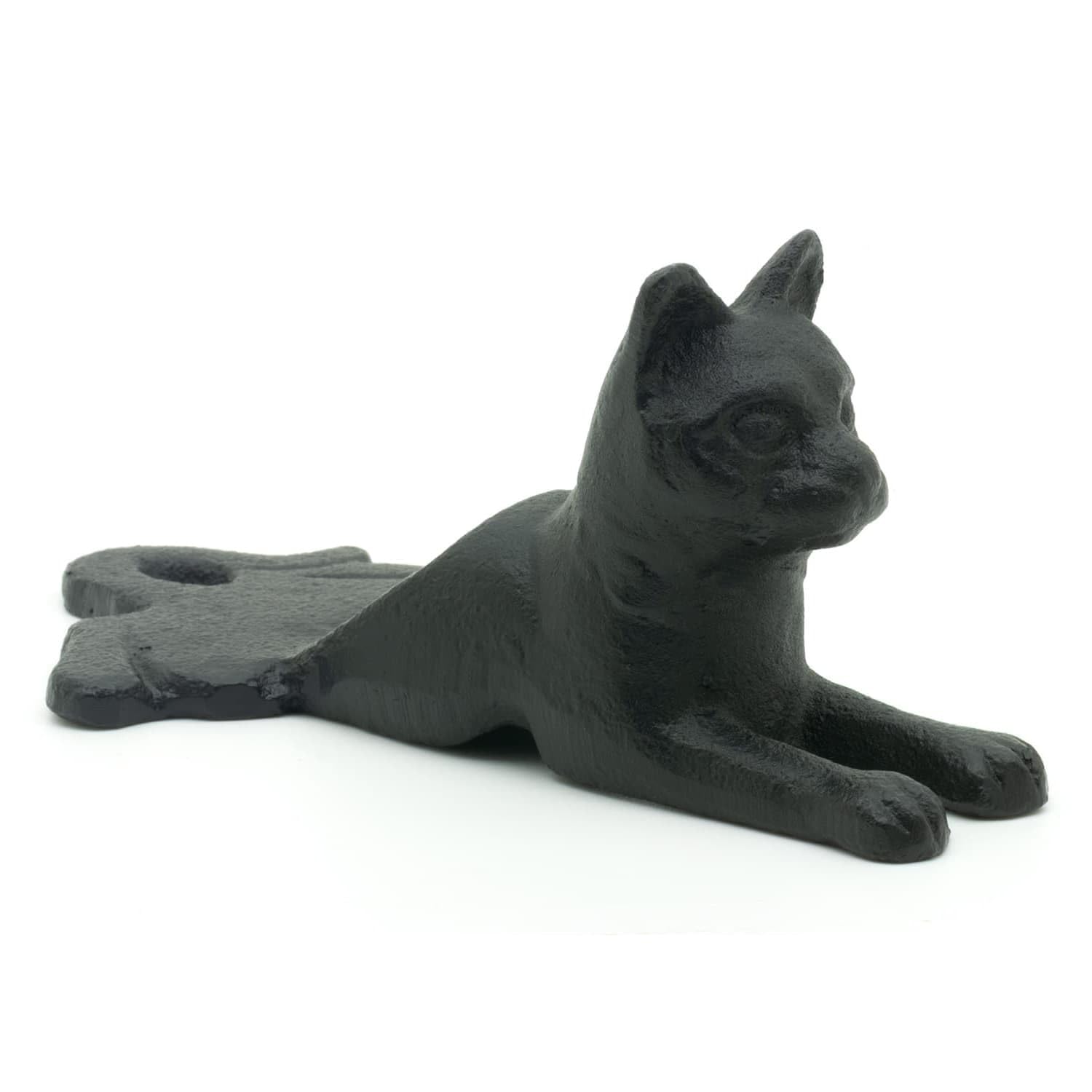 CKB LTD Cast Iron Cat Door Stop Heavy Duty Wedge - Decorative Indoor Outdoor Weighted Doorstopper Ornament for Bathroom, Living Room, Bedroom, Kitchen, Office Doors