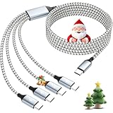 USB Cマルチ充電ケーブル デュアルタイプCケーブル 1パック 5フィート USB Cスプリッター 4つのType-Cコネクタ付き 4イン1 複数のナイロン編組ケーブル iPhone 17 16 15 Pro Max/Galaxy/タブレット/Googleに対応