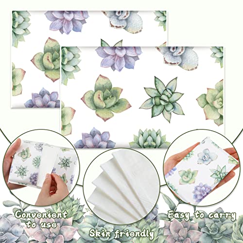 Image of Geyee 50 Pack Travel Tissue Packets Facial Paper Napkins, Succulent