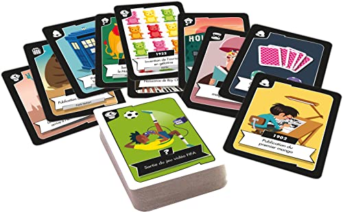 Asmodee - Timeline Twist Pop Culture - Jeu de Société pour Enfants dès 8 Ans - Jeu de Cartes - Défi Coopératif - Unissez Vous pour Démêler Le Temps - 2 à 6 Joueurs - 20 Min - Version Française