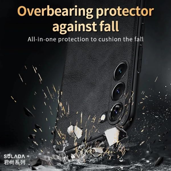 Image of MILLION CASES Back Cover Case for Samsung Galaxy S23 Ultra Shockproof Protective Timeless Genuine Leather Slim Case for Men & Boys(Black)