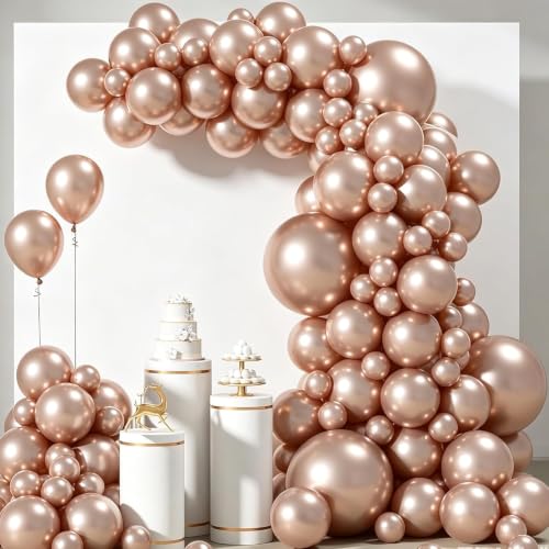 Image of Champagne Gold Chrome Balloons 50 Pcs (12 Inch) | Metallic Latex Balloon for Birthday Decoration, Anniversary, Engagement, Wedding, Baby Shower, Bridal Shower, Graduation | ARV Zone
