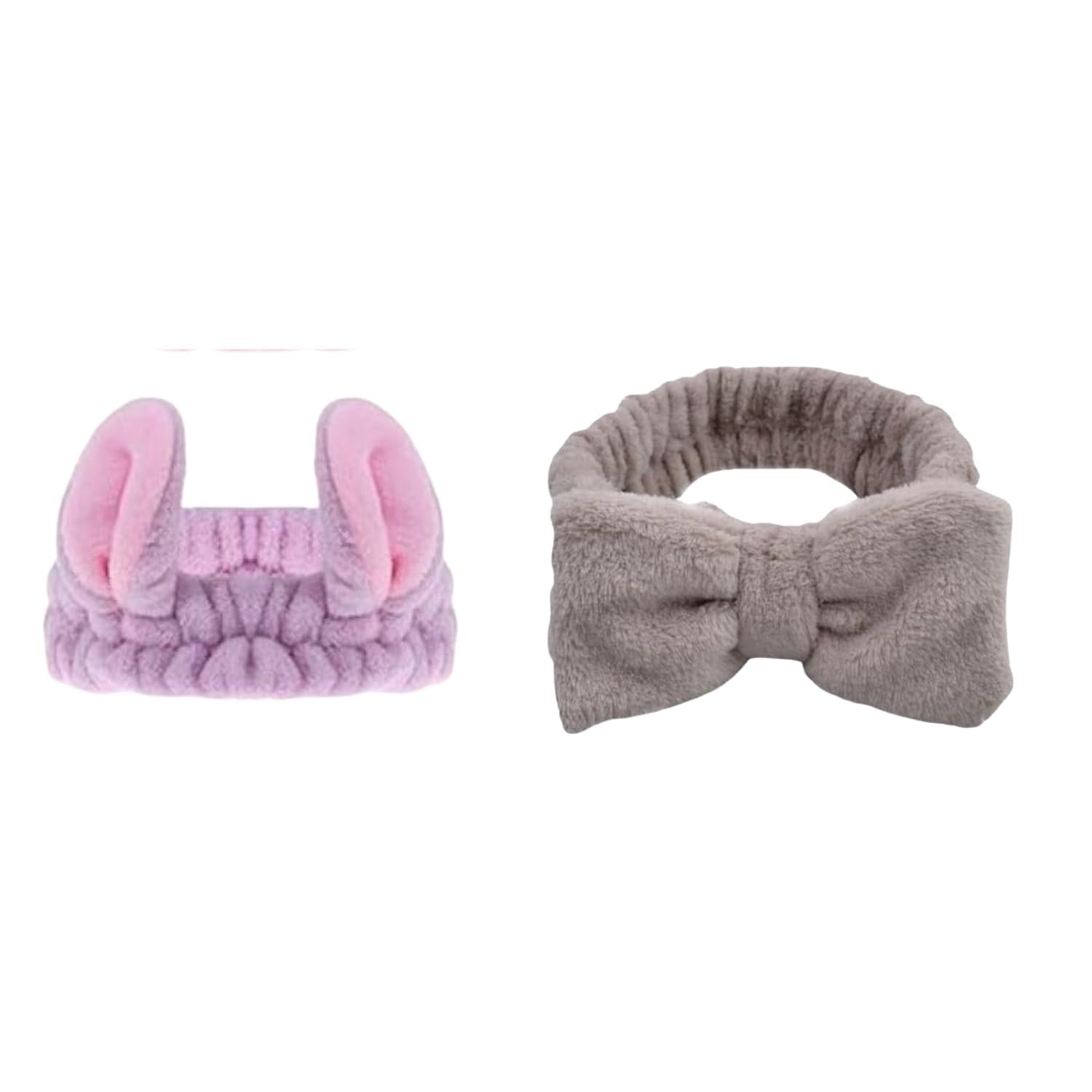 shreedhar impex Plush Bunny Ear Headband for Girls & Women | Spa Hairband for Washing Face Makeup Shower Bath | Korean Skincare (Multi Color(Bunny & Butterfly), Pack Of 2)-picture-4