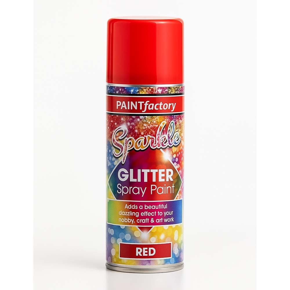 Red Glitter Spray Paint 200ml – Multi-Purpose, Quick Drying Aerosol Spray Can for Crafts, Art, Ornaments, Mirrors – For Wood, Metal, Glass, Plastics